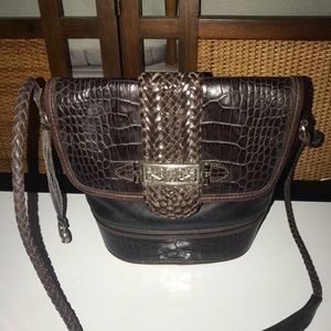 VTG Brighton Croc Embossed Leather Shoulder Bag